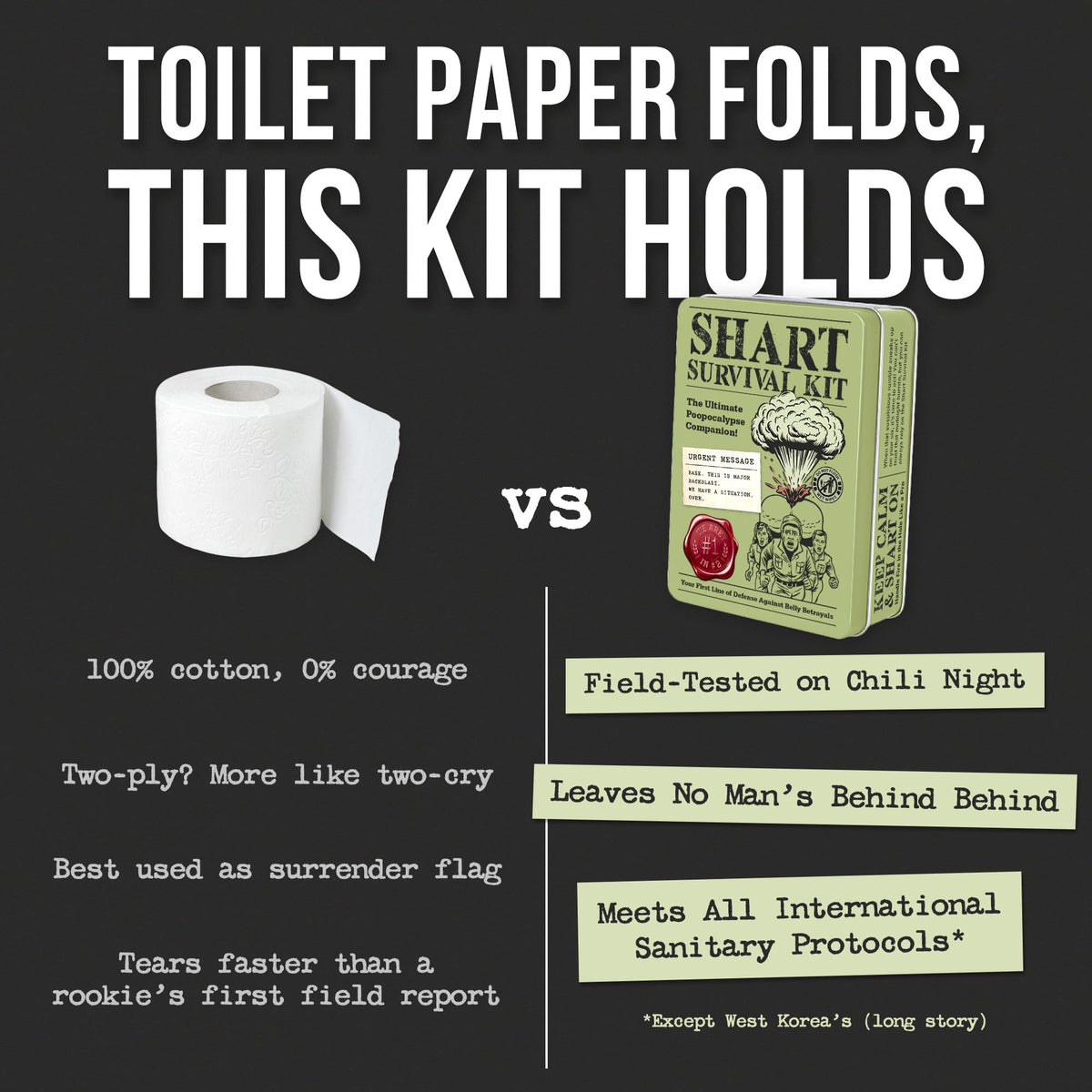 Witty Yeti Shart Survival Kit non-alcoholic wipes for quick, cleanups.