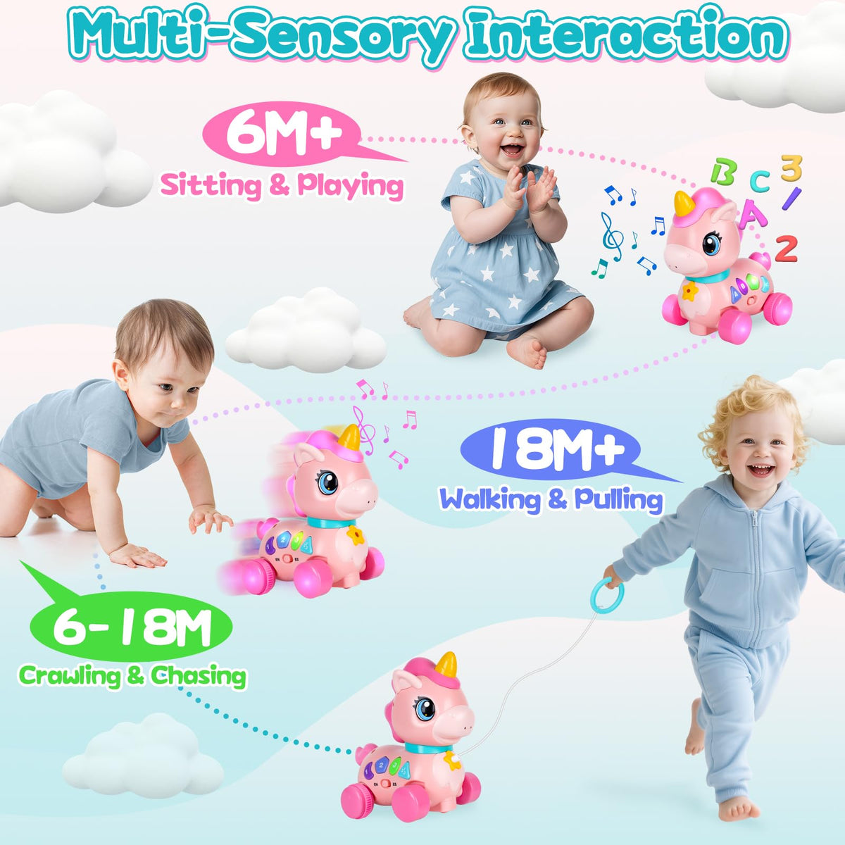 WixbFyn unicorn toy bilingual learning mode with numbers and letters