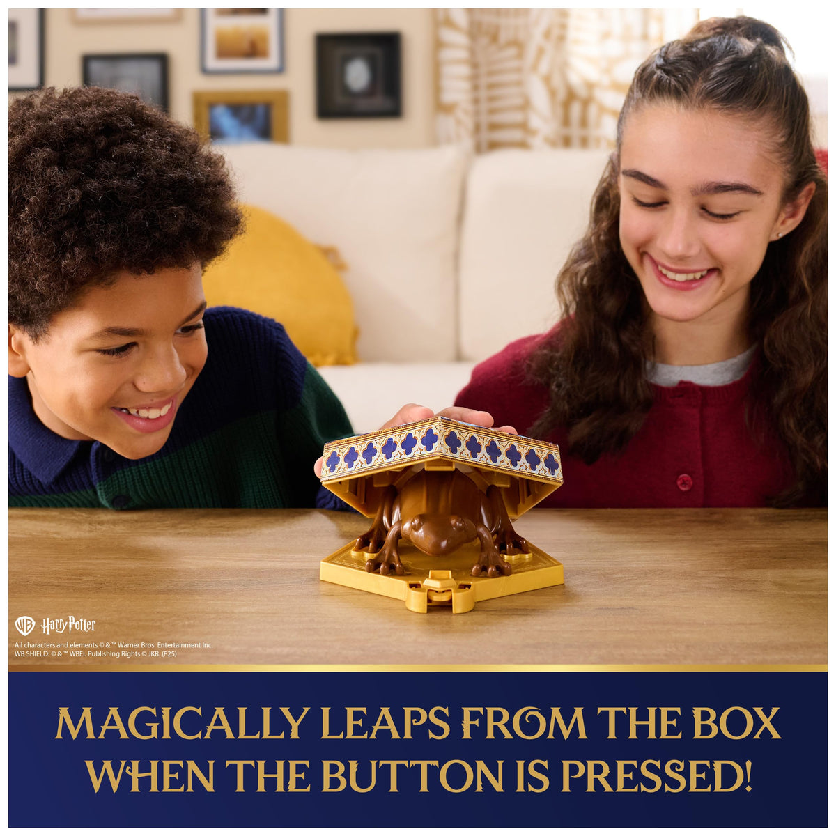 Wizarding World Chocolate Frog leaping action delights kids during pretend adventures.