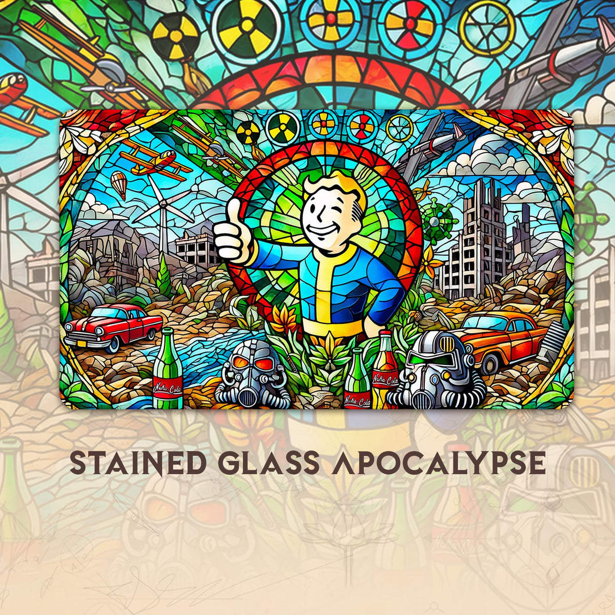 Wizcraft Gaming Stained Glass Apocalypse back view shows non-slip backing for stable play