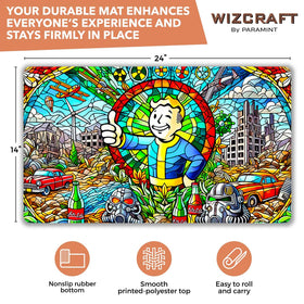 Wizcraft Gaming Stained Glass Apocalypse side-detail highlights sharp edges for edge-to-edge comfort