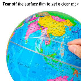 Wizdar globe features high-contrast map for clear viewing in any light.