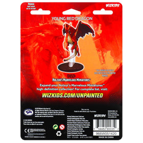WizKids Young Red Dragon miniature primed for painting, ideal for hobbyists.
