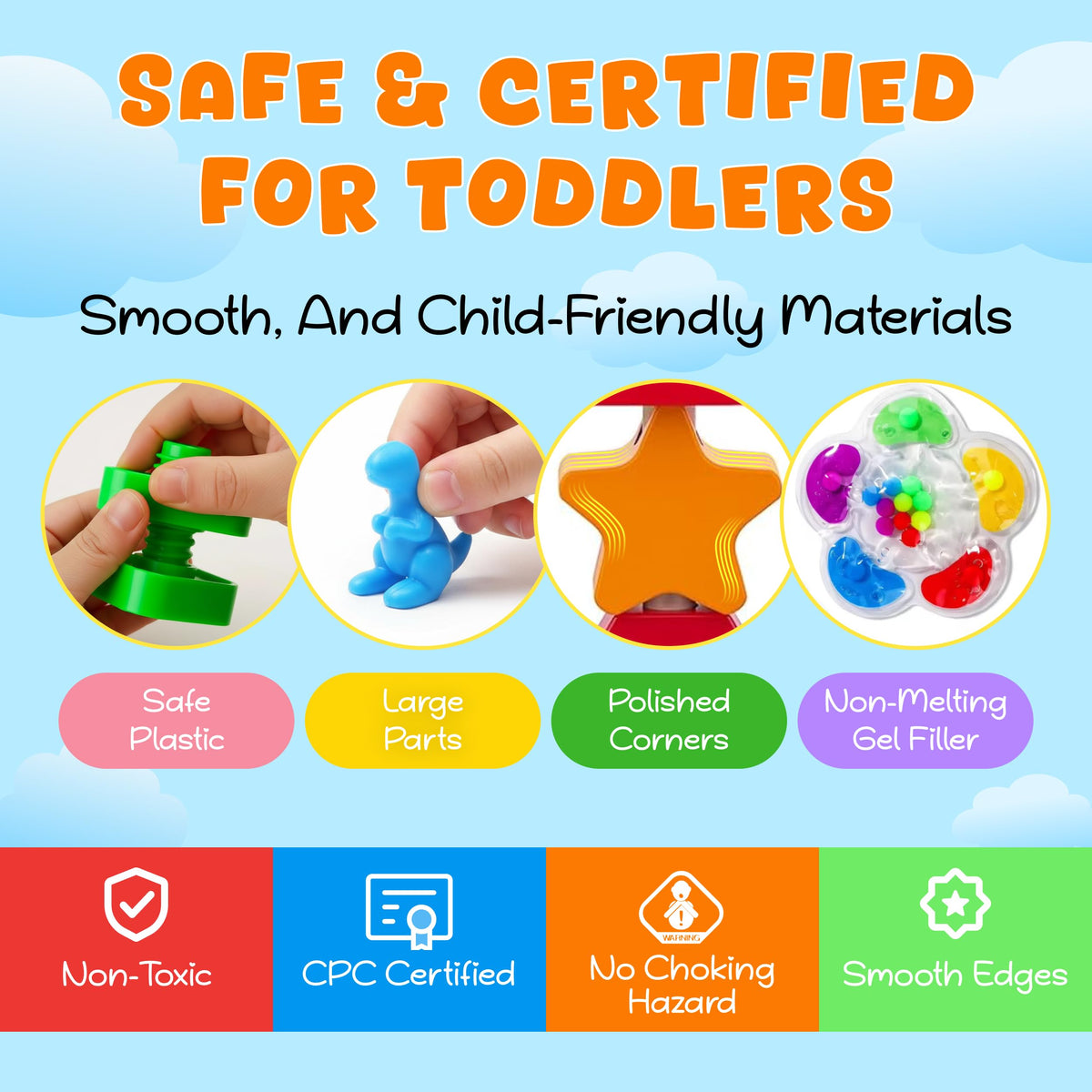 WIZZLY 8-in-1 Busy Hands natural wood construction offers durable, safe play.