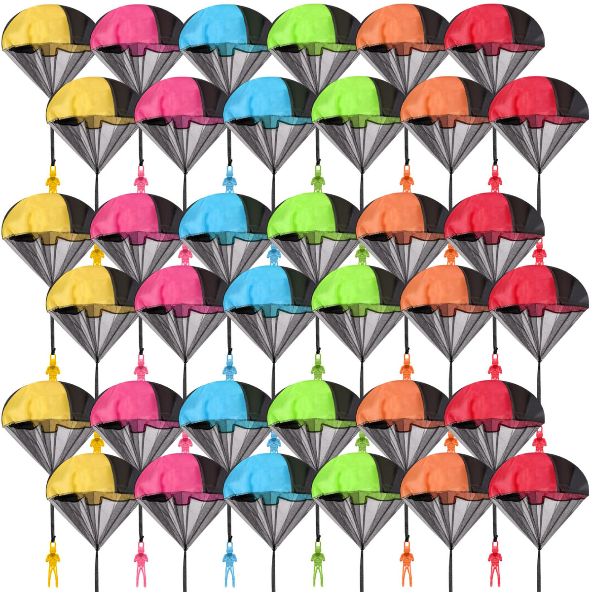 Wizzosivoor 36pcs parachute toy set in vibrant colors for outdoor play.