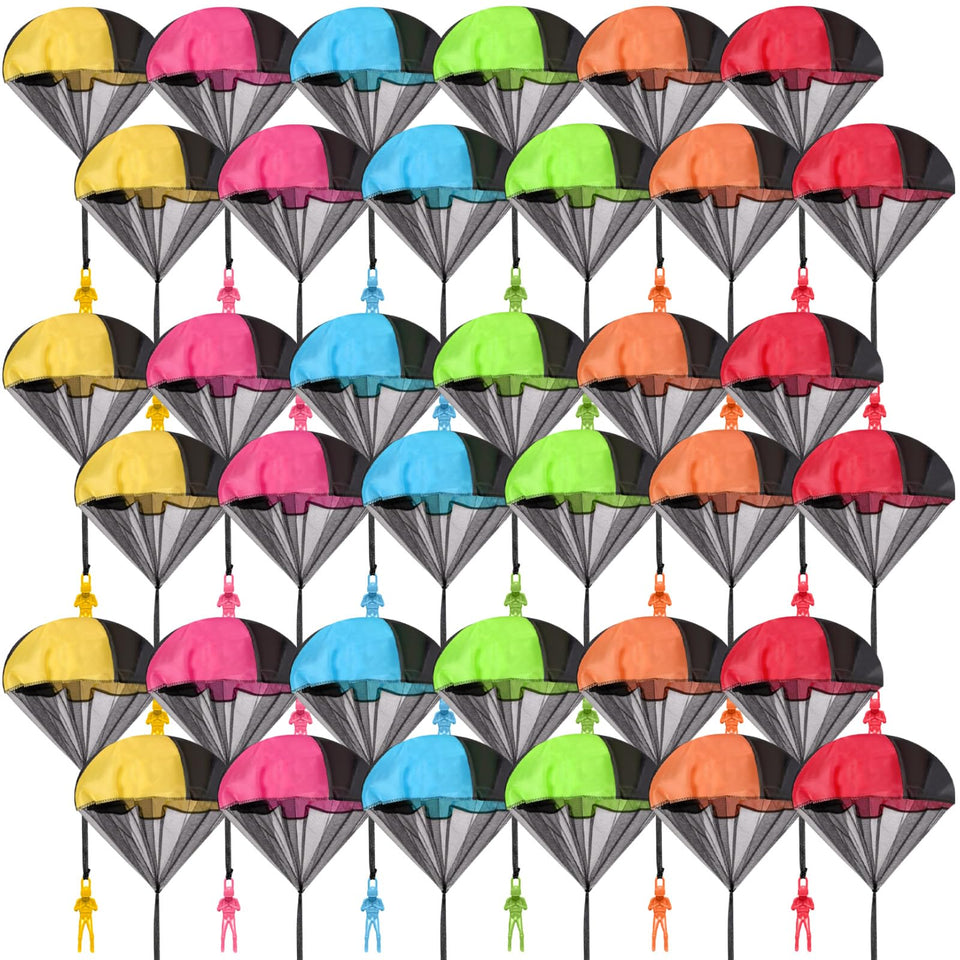 Wizzosivoor 36pcs parachute toy set in vibrant colors for outdoor play.