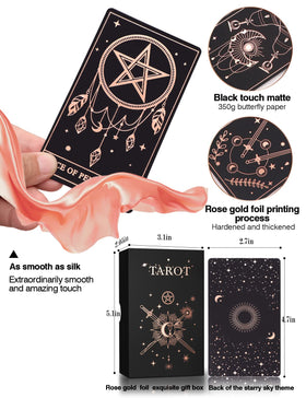 WJPC rose gold foil tarot deck back featuring starry sky design for a dreamy vibe.
