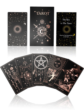 WJPC rose gold foil tarot deck front cards with refined details for divination sessions.