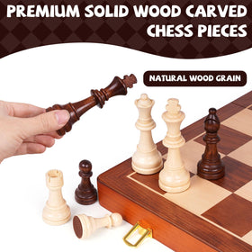 WJZDY hand-carved solid wood chess pieces with smooth balance.