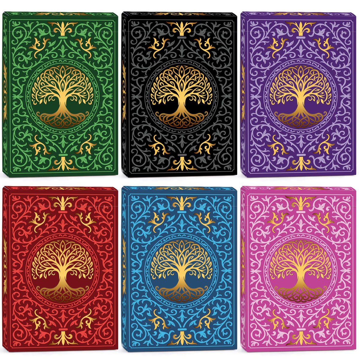 Wkchxd playing cards 6-pack green deck for family game night with bold readability