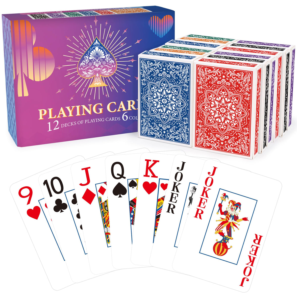 Wkchxd jumbo poker size playing cards for comfortable handling during play.