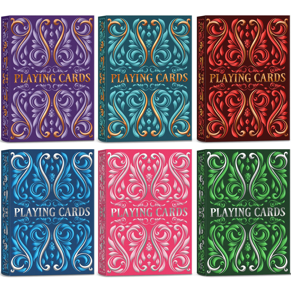 Wkchxd six-pack display of colored playing cards for group games