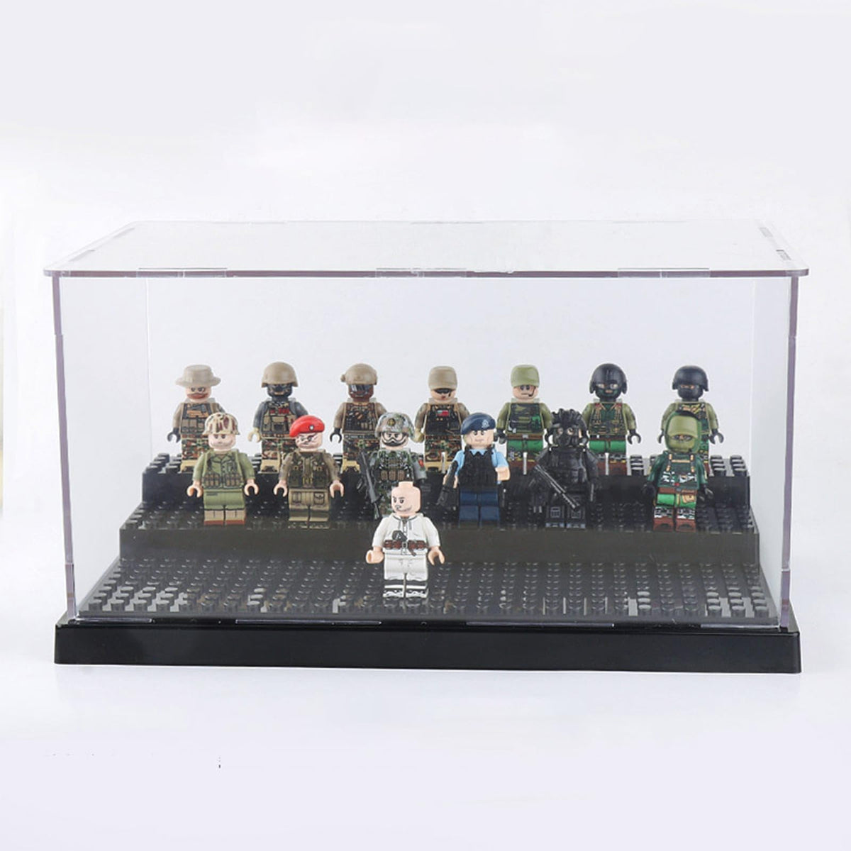 WMM Clear acrylic display box provides 360-degree visibility for figures