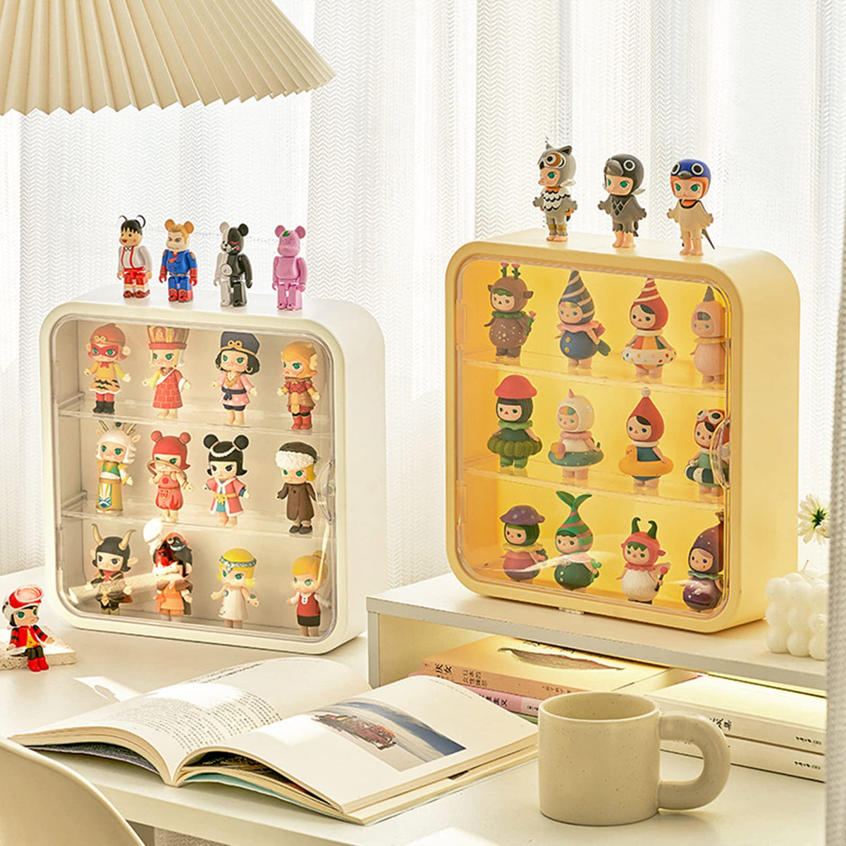 WMM wall mount figure case side view shows space-saving placement.