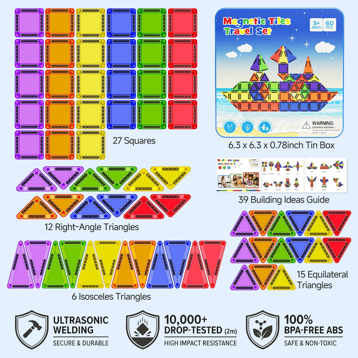 WMXDU magnetic tiles perfect gift for ages 3-8.