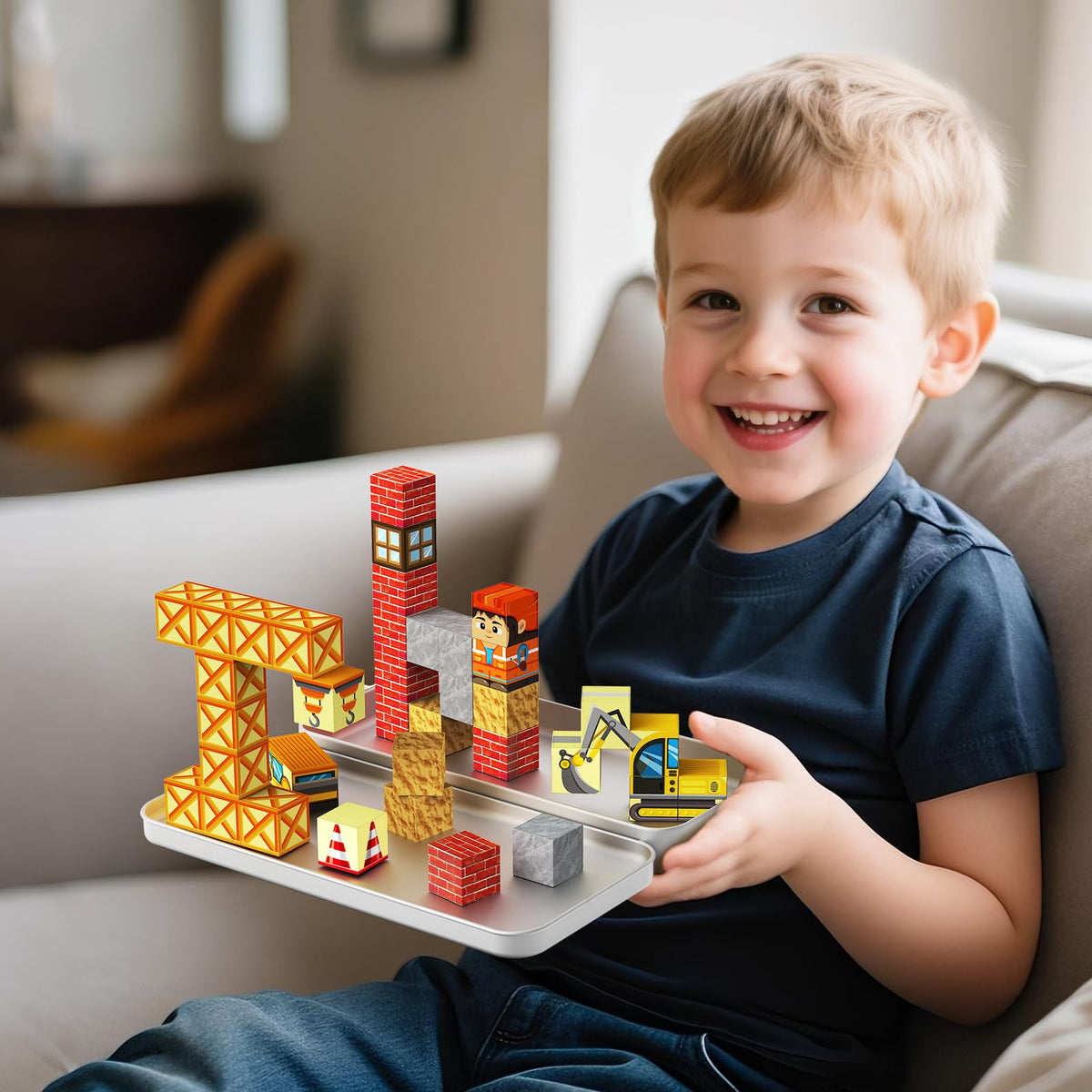 WMXDU crane and excavator magnets enable imaginative construction play.