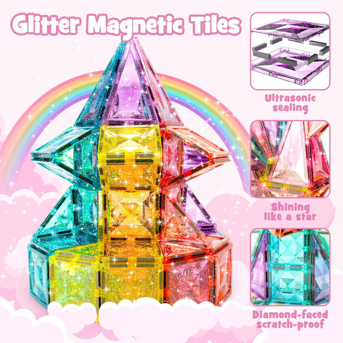WMXDU glitter diamond tiles in macaron colors inspire imaginative play