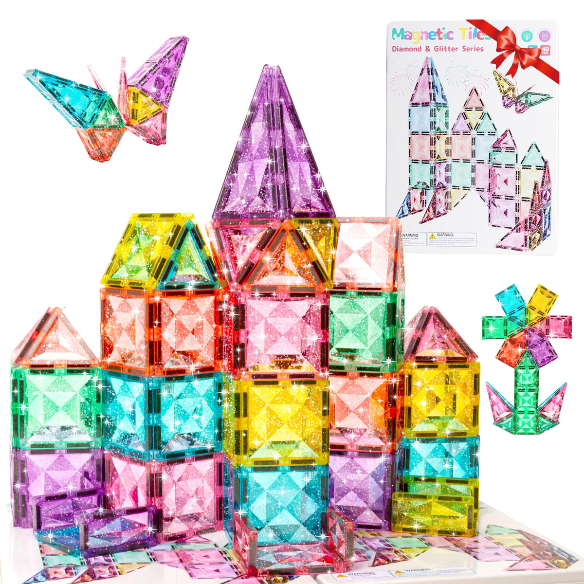 WMXDU large pastel magnetic tiles with diamond surface spark creativity on the go