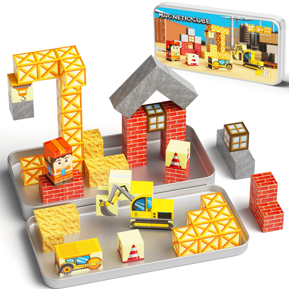 WMXDU magnetic blocks with magnet box for travel-friendly building sessions.