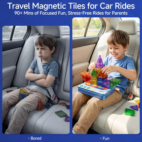 WMXDU magnetic tiles for car rides, screen-free entertainment.
