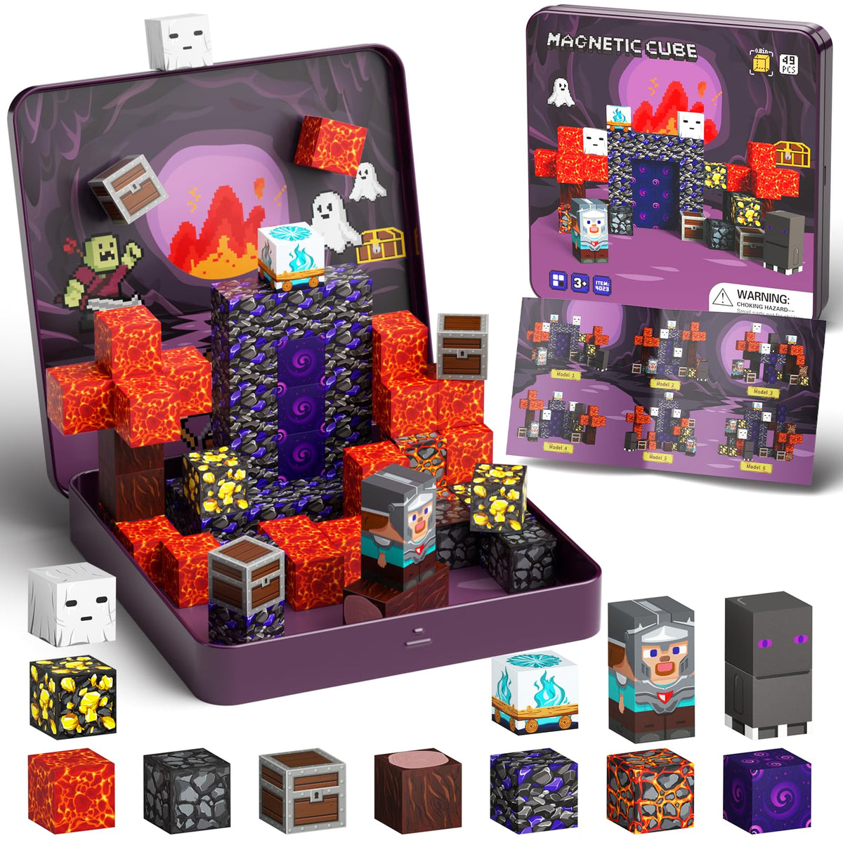WMXDU mini magnetic blocks in iron box contents for portable play and travel