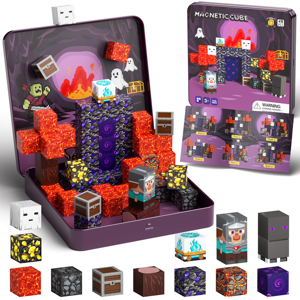 WMXDU mini magnetic blocks in iron box contents for portable play and travel