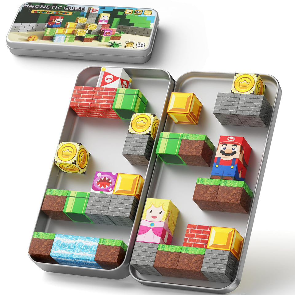WMXDU mini magnetic blocks with portable iron box for mess-free travel play.