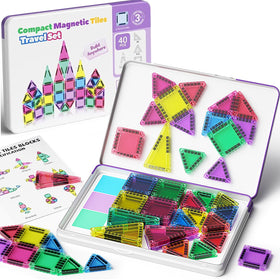 WMXDU mini magnetic tiles travel case for portable building fun on the go.