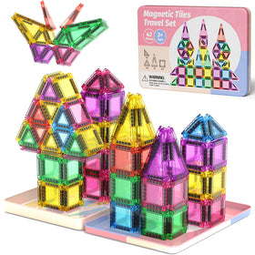WMXDU mini magnetic tiles travel case for portable STEM play.