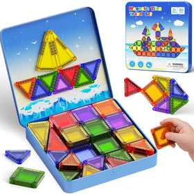 WMXDU travel magnetic tiles with tin box for on-the-go play.