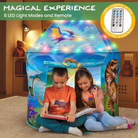 W&O Dino Paradise tent includes six bonus dino toys for imaginative play