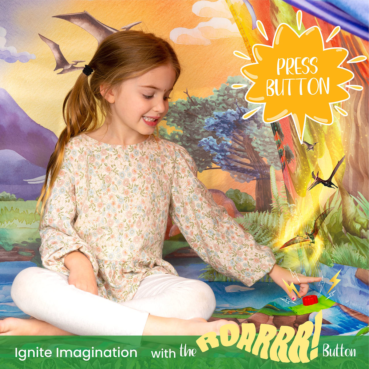 Spacious interior supports group pretend play and activities.