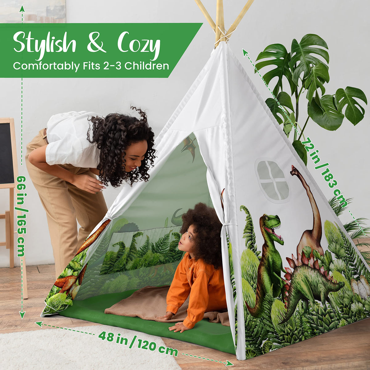 W&O Dinosaur Discovery Teepee remote lighting modes help set mood for stories
