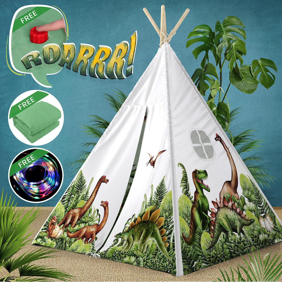 W&O Dinosaur Discovery Teepee roar button interactive sounds for imaginative play