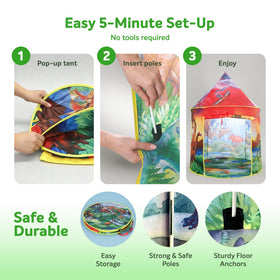 Six bonus dino toys included for immediate prehistoric play.
