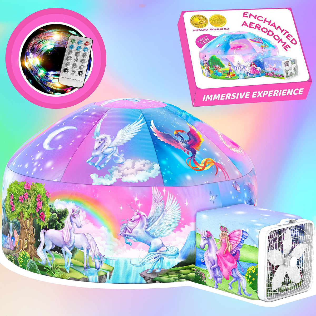 W&O Enchanted Aerodome inflates quickly for magical indoor play.