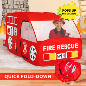 W&O Fire Truck Play Tent includes an activity pack for learning and fun.