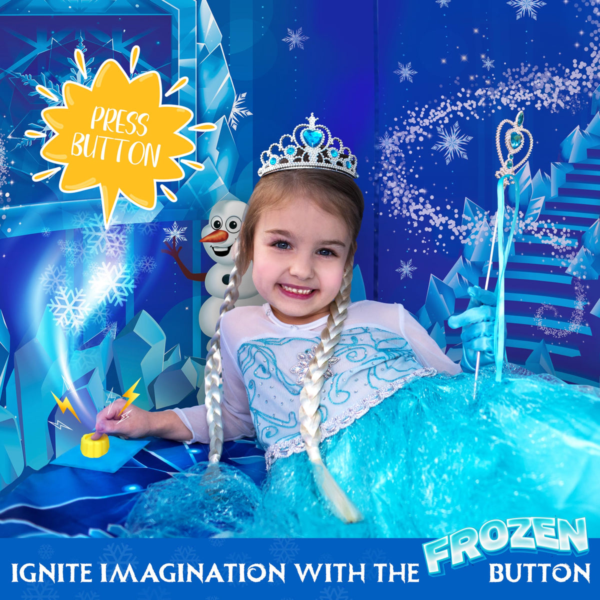 W&O Frozen Princess Tent LED lights glow for a cozy winter scene