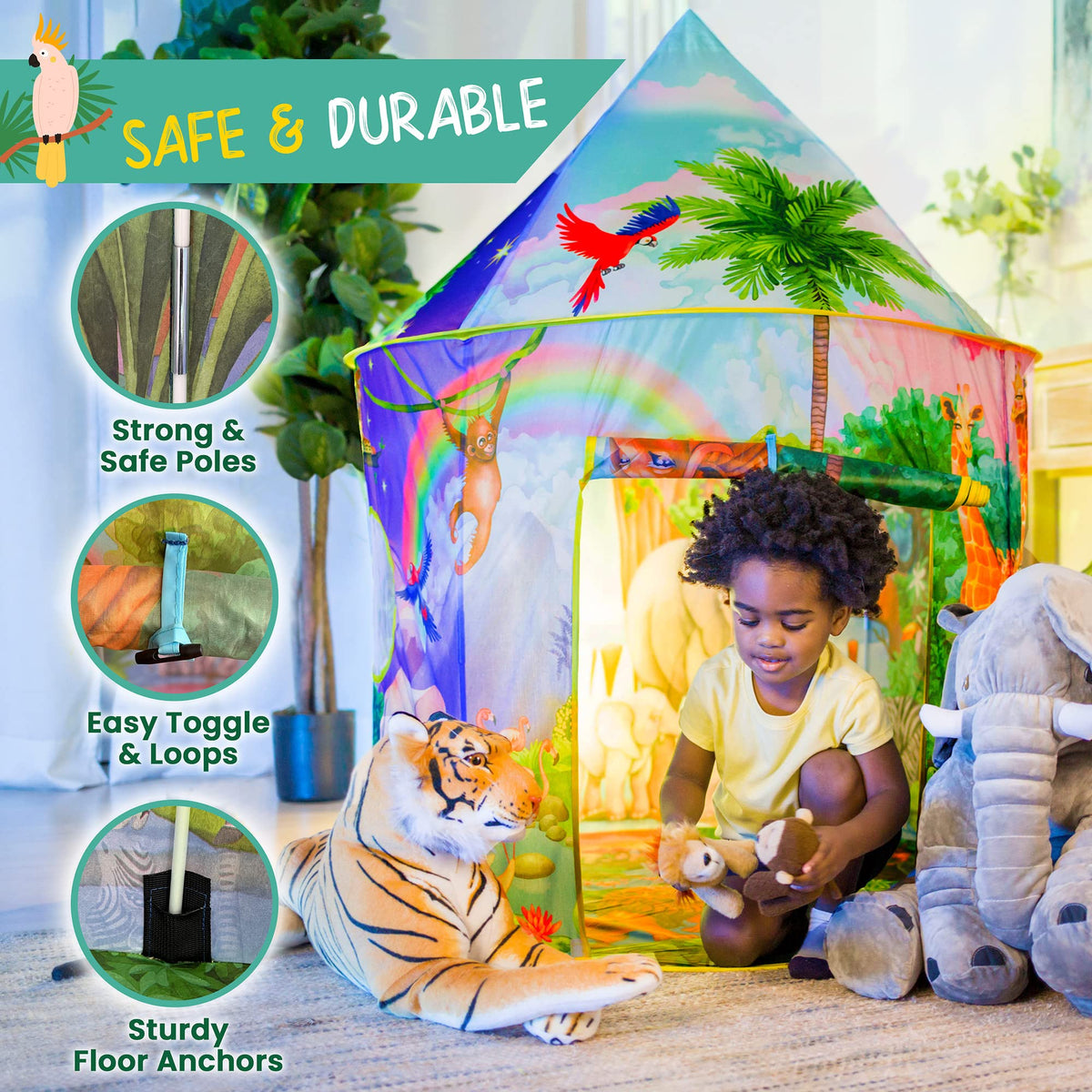 W&O Jungle Call Button with animal sounds sparks imaginative play.