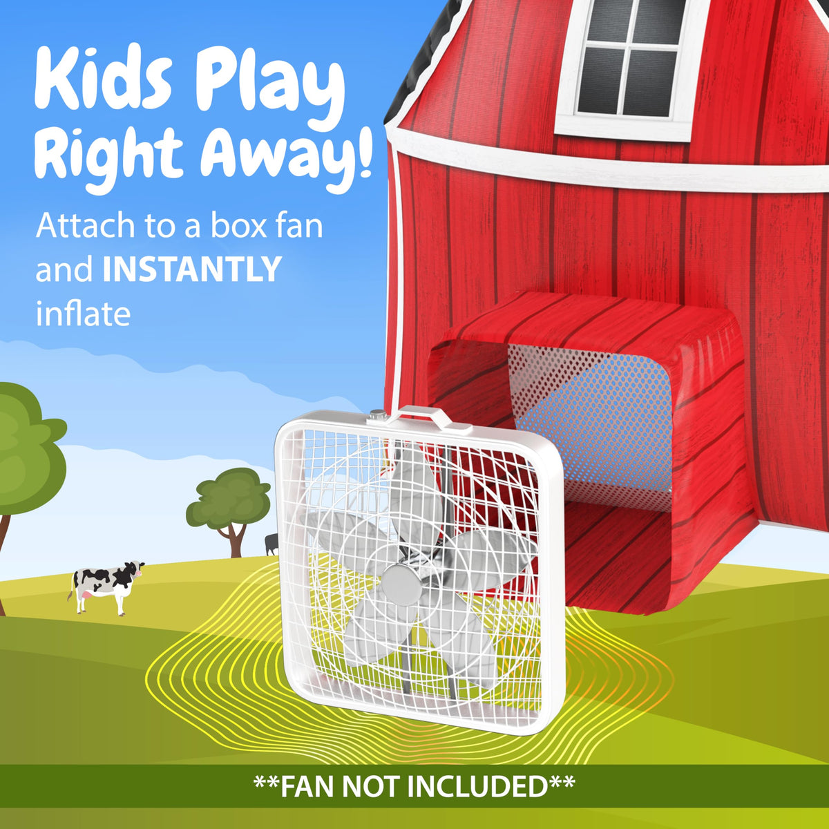 LED lights on the W&O Farmhouse Barn Aerodome illuminate play space in multiple modes.