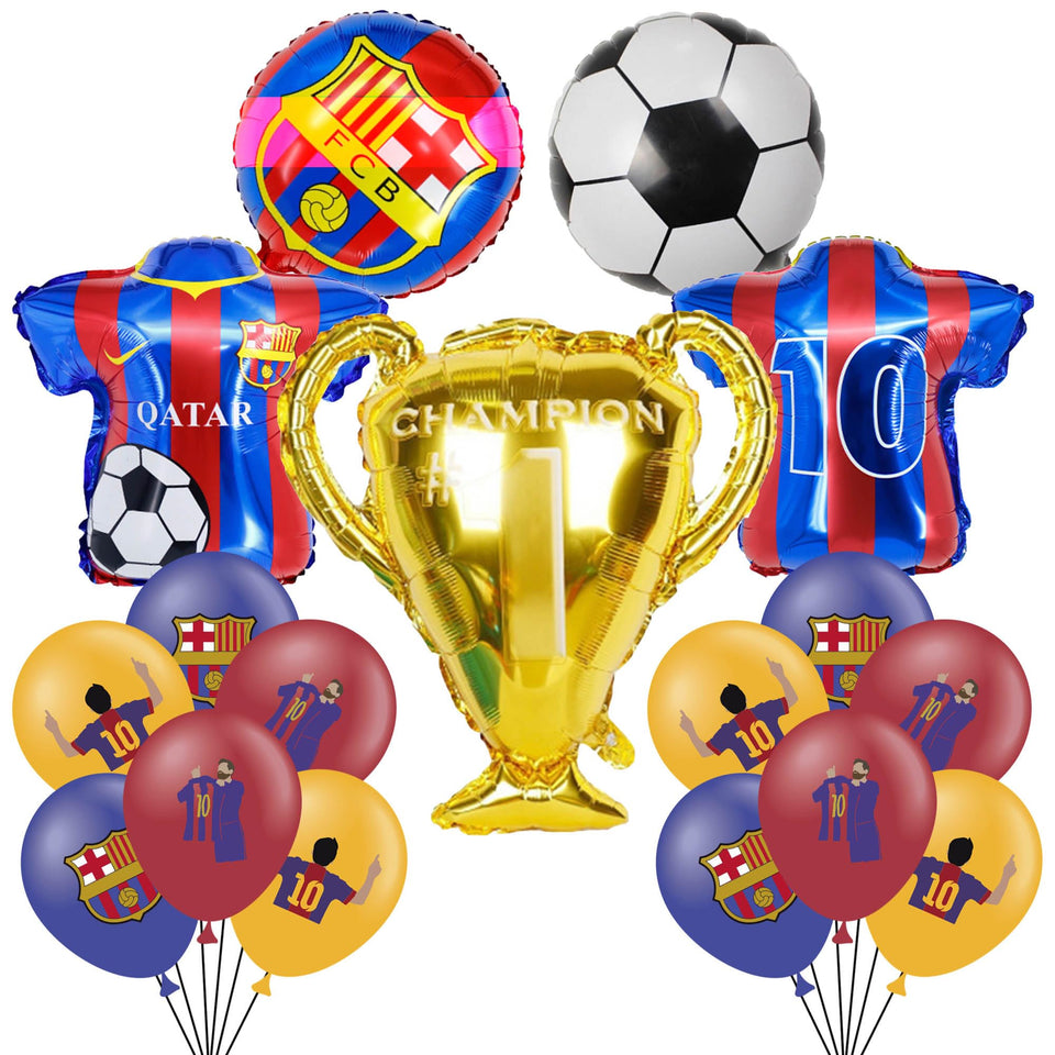 WOOACME Barcelona-theme balloons for festive soccer party decor.