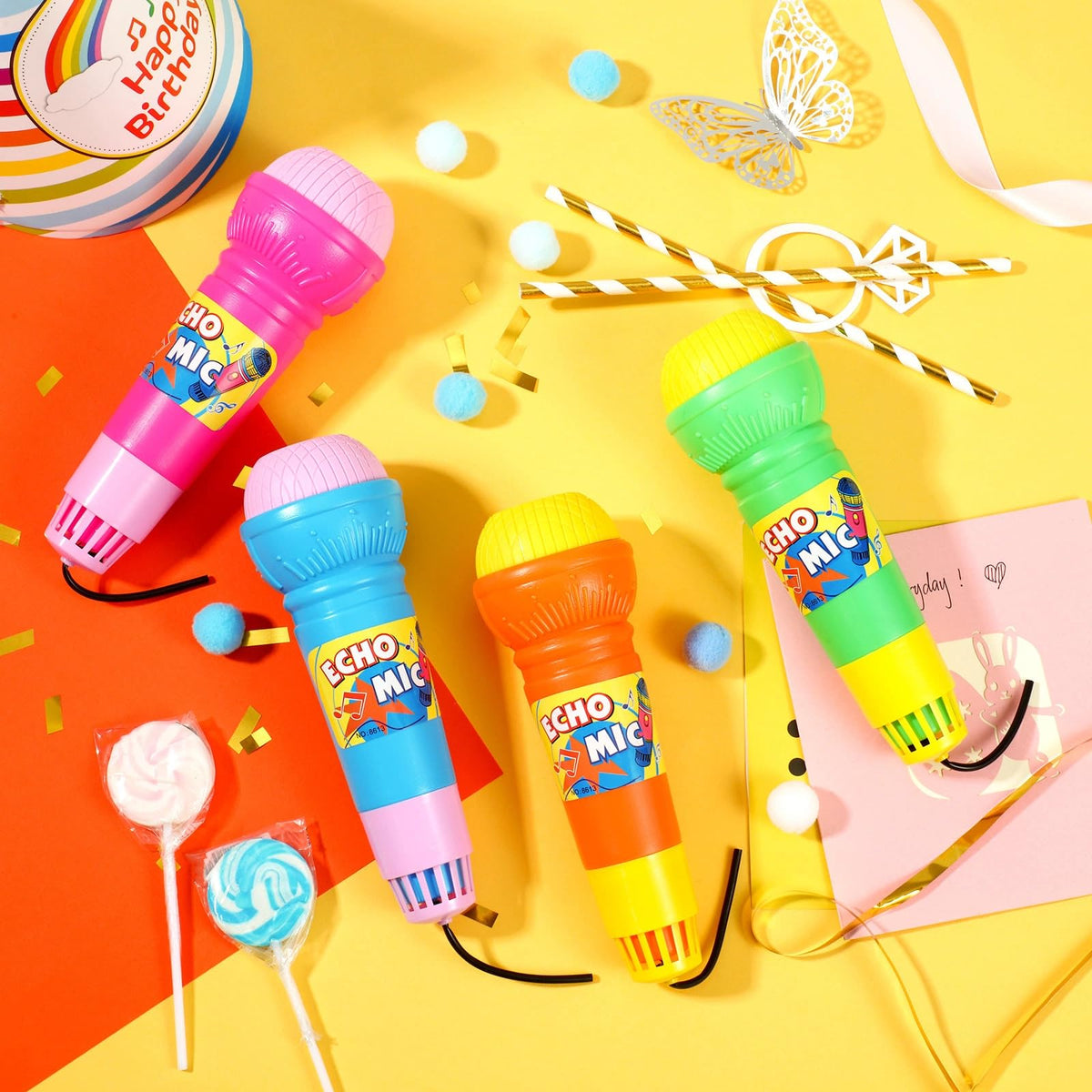 Woanger Echo Microphone Toy, vibrant party prop for photo moments.