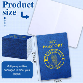 Woanger passport book with blue cover front, kids can create travel scrapbooks with photos and stickers.