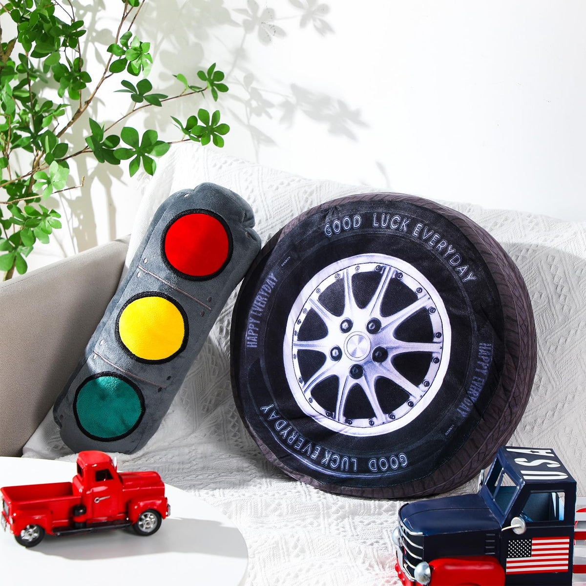 Woanger race car wheel pillow soft support for lounging