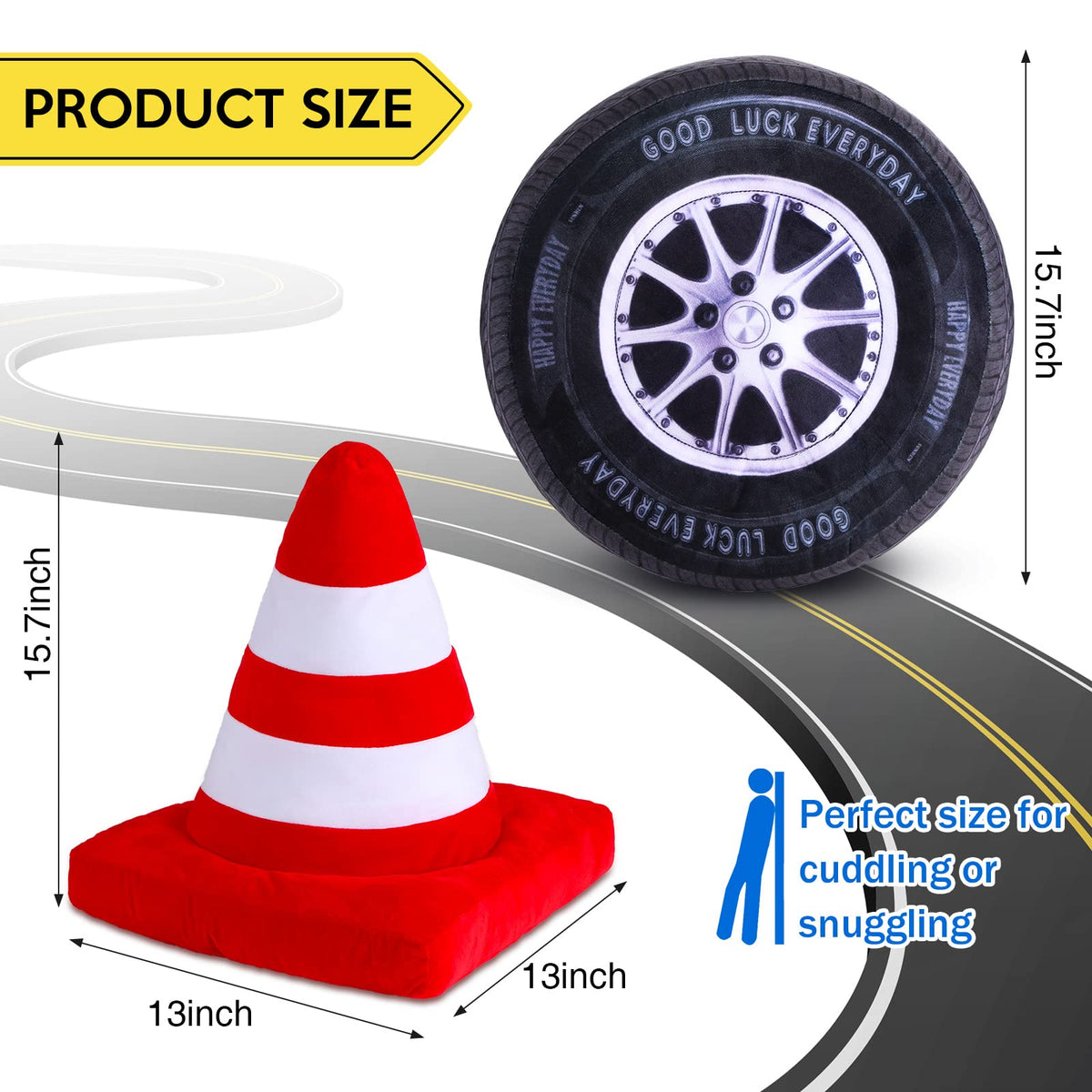 Woanger traffic cone pillow colorful accent for playful desk or sofa decor.