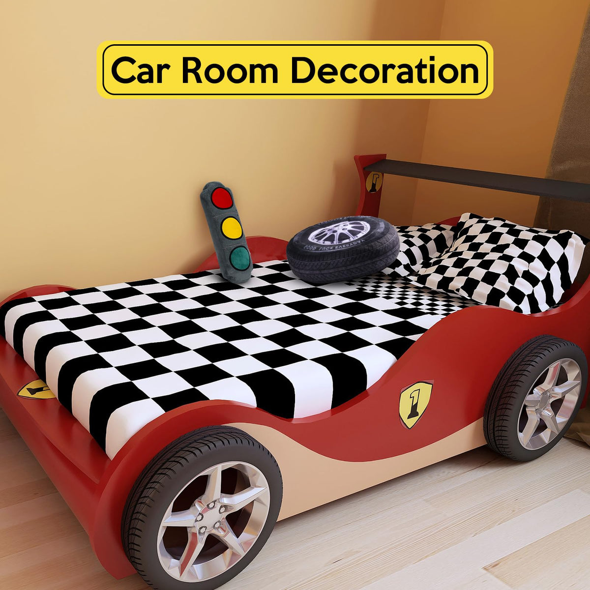 Woanger two piece race car decor set brightens any room