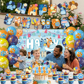 Woansju Blue Dogs backdrop offers a photo-worthy party focal point
