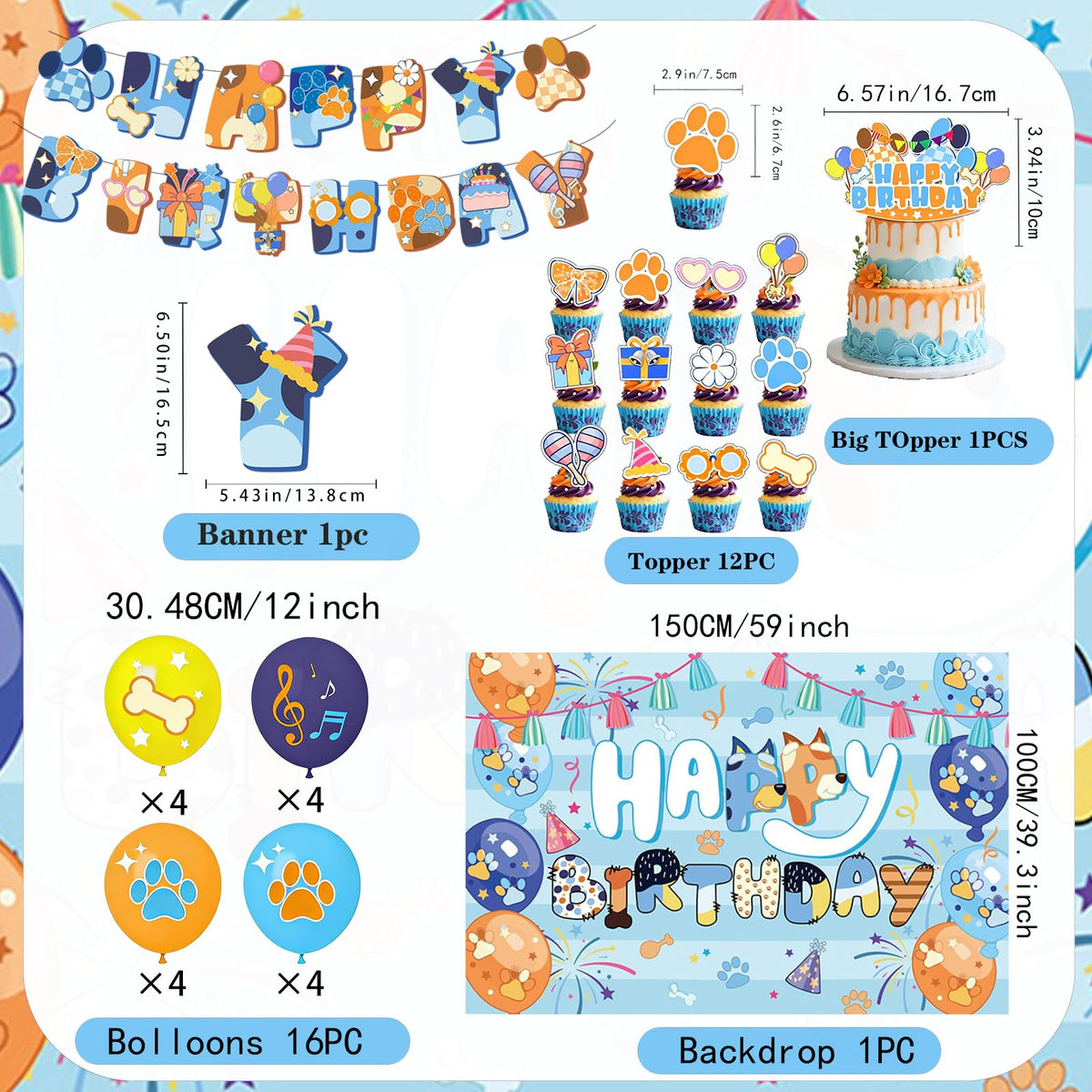 Woansju Blue Dogs balloons add playful color to indoor or outdoor parties
