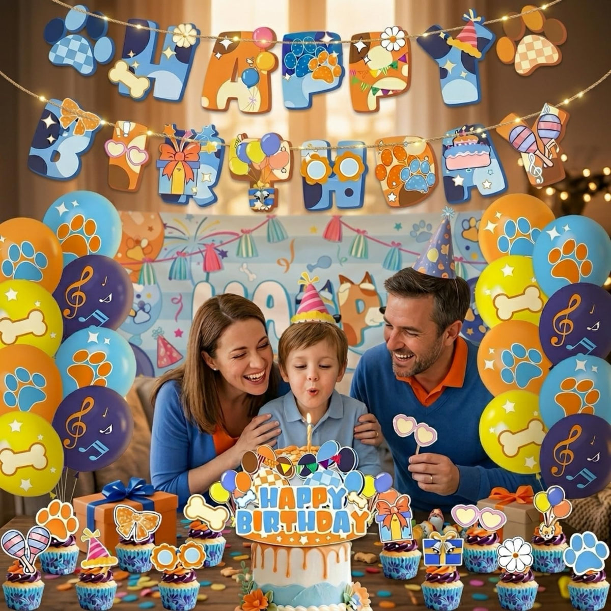Woansju Blue Dogs cupcake toppers decorate treats and delight young guests