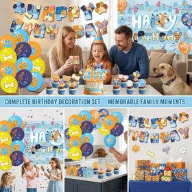 Woansju Blue Dogs party kit shows a cohesive celebration setup